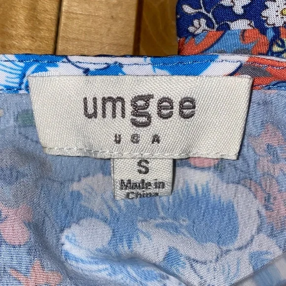 NWOT!! Umgee Patchwork Boho Blue & Yellow Floral Long Sleeve Dress Size Small - Picture 11 of 13